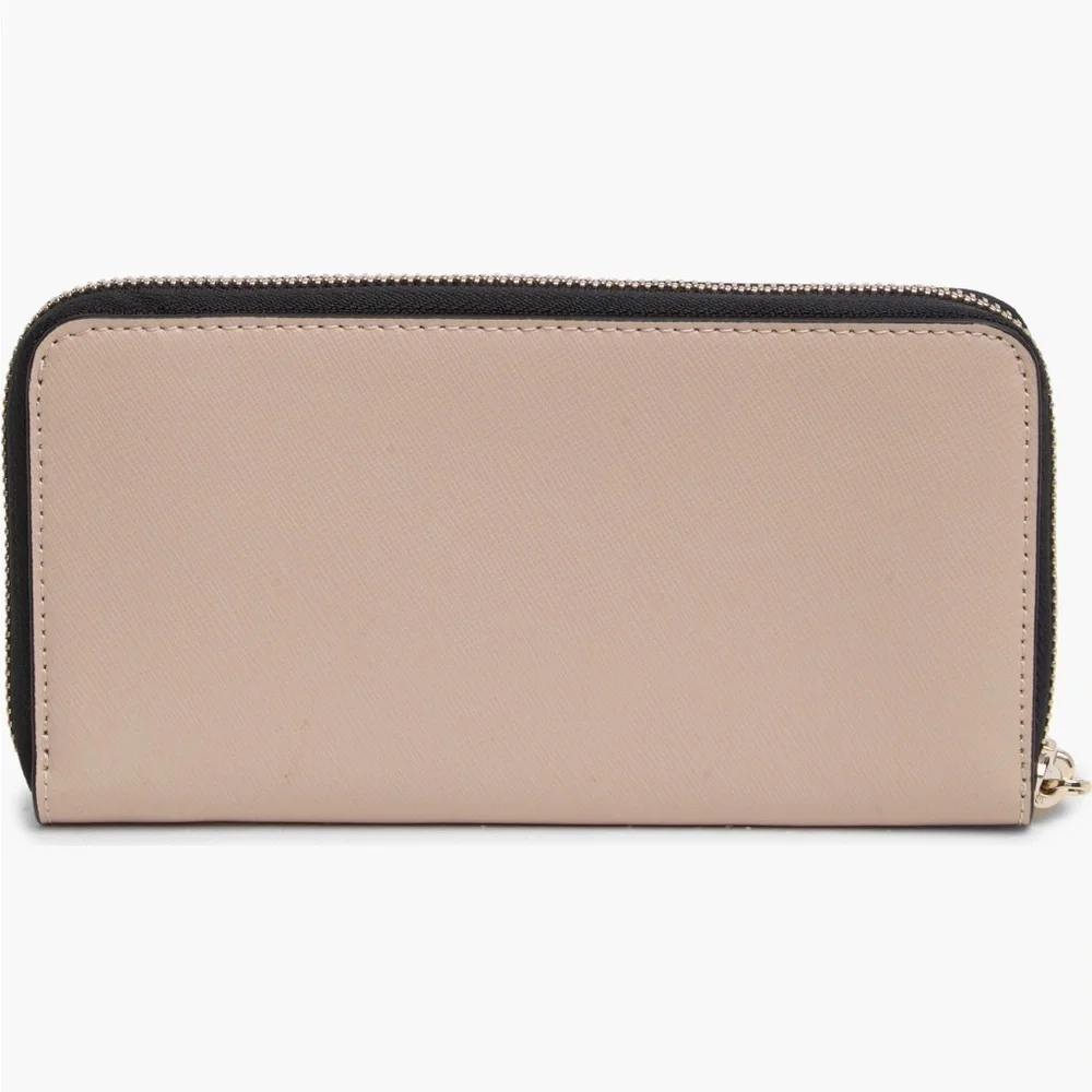 NWT kate spade Staci Continental Two-Tone Black and Blush Zip-Around Wallet